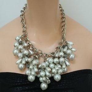 Jules Chunky Pearl Drop beaded Bib Necklace